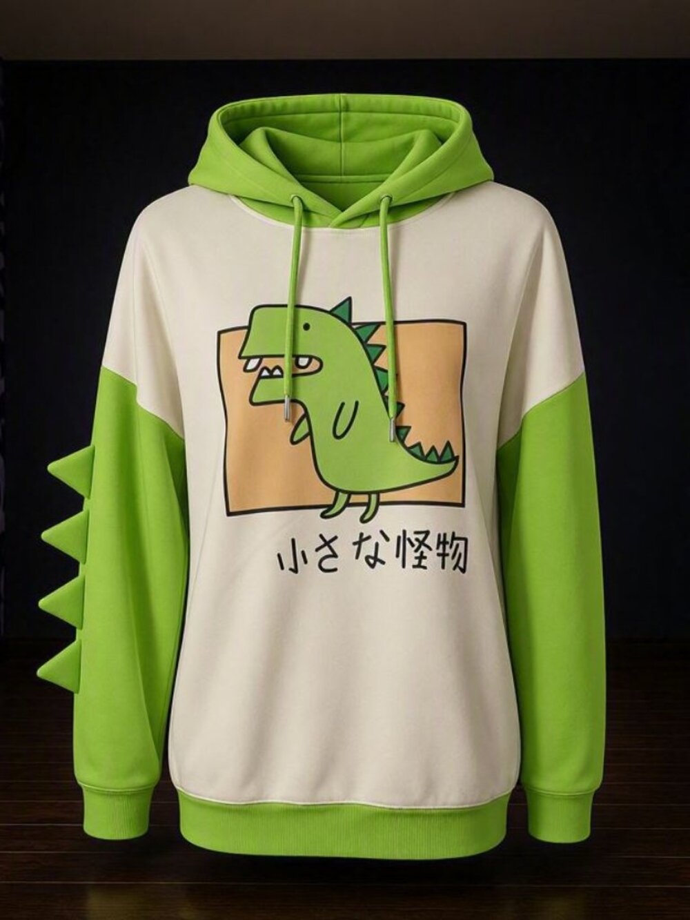 Green and Cream Dinosaur Hoodie